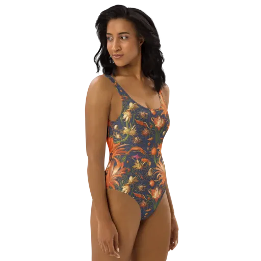 Stellar Blooms on a One-Piece Swimsuit