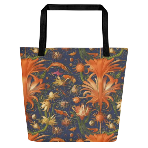Stellar Blooms on a Large Tote Bag W/ Pocket