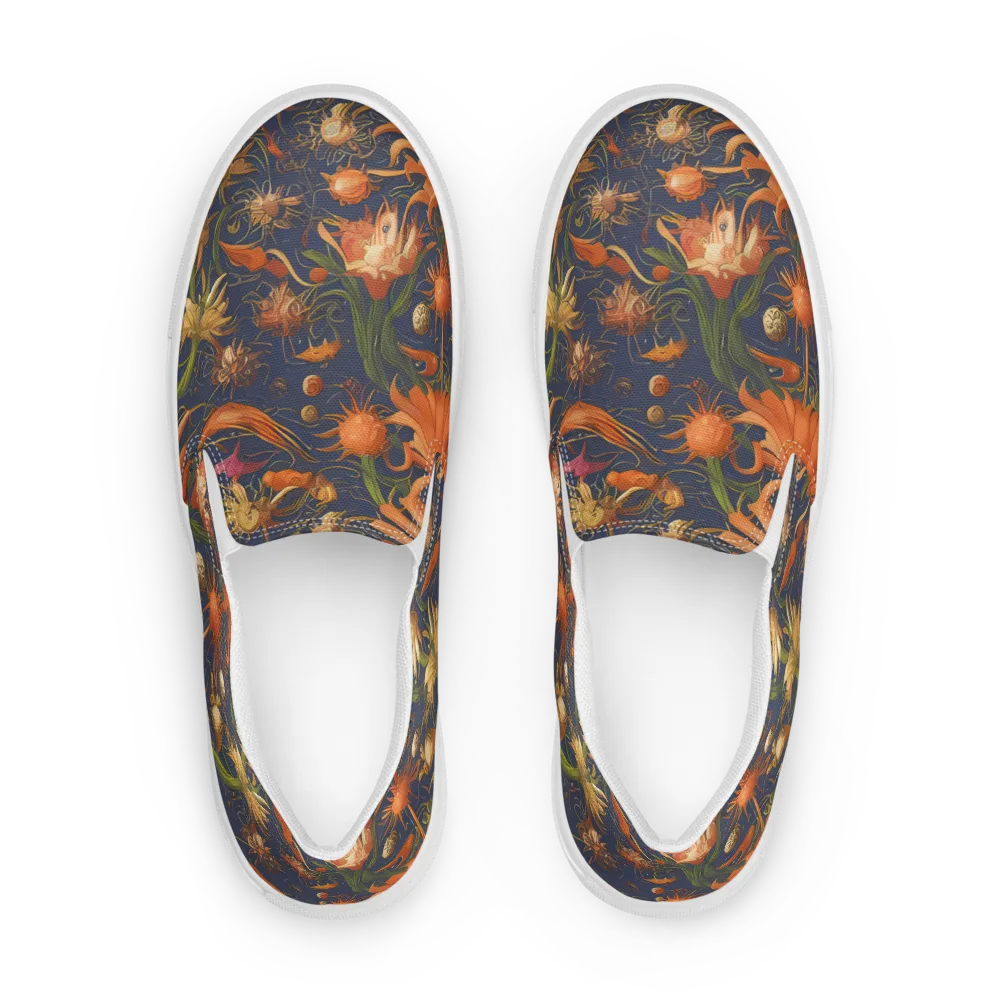 Stellar Blooms on Women's Slip-On Canvas Shoes — Front