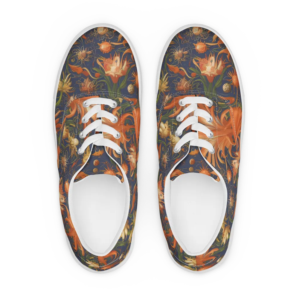 Stellar Blooms on Men's Lace-Up Canvas Shoes — Front