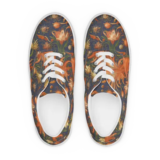 Stellar Blooms on a Men's Lace-Up Canvas Shoes