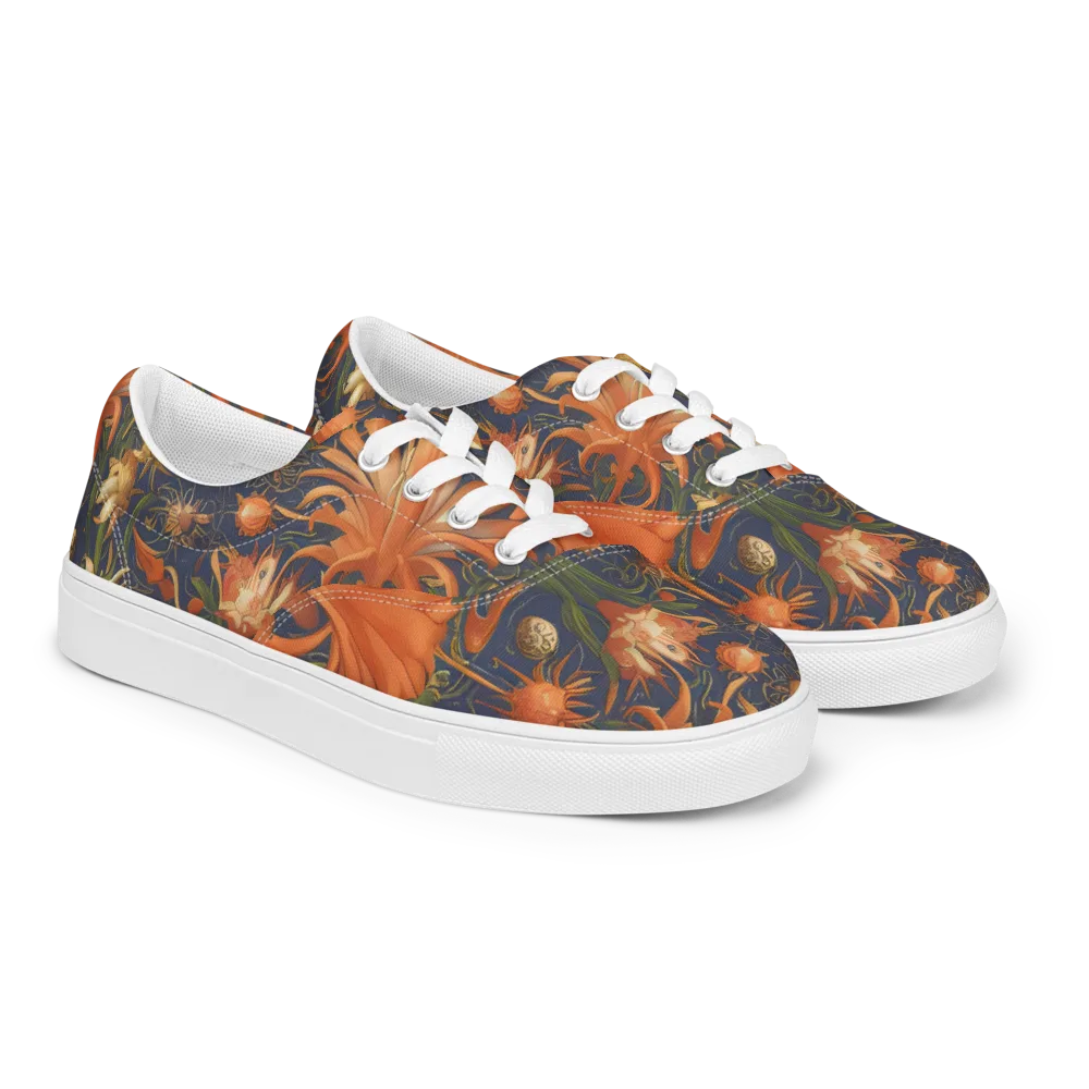 Stellar Blooms on Men's Lace-Up Canvas Shoes — Right Front