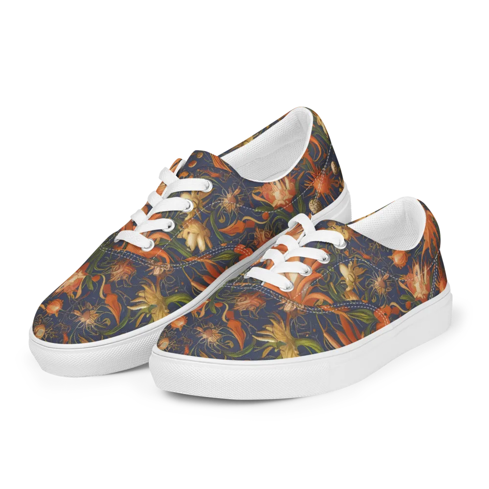 Stellar Blooms on Men's Lace-Up Canvas Shoes — Left Front
