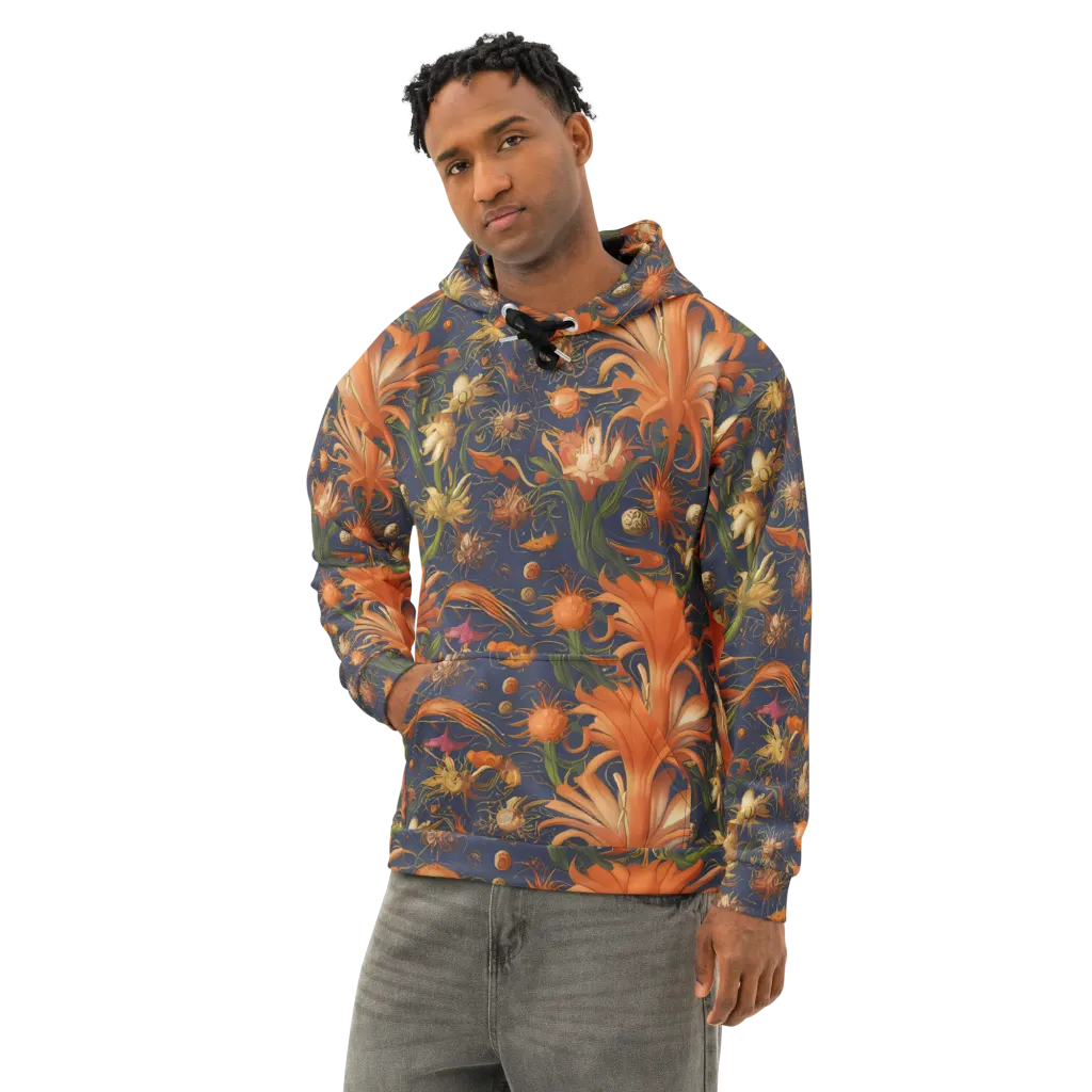 Stellar Blooms on Cotton Hoodie — Left Front