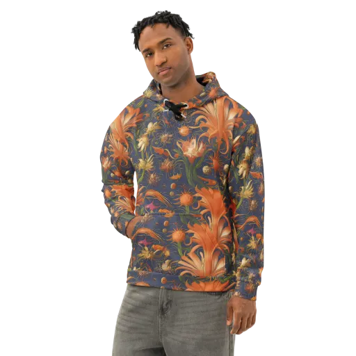 Stellar Blooms on a Cotton Hoodie