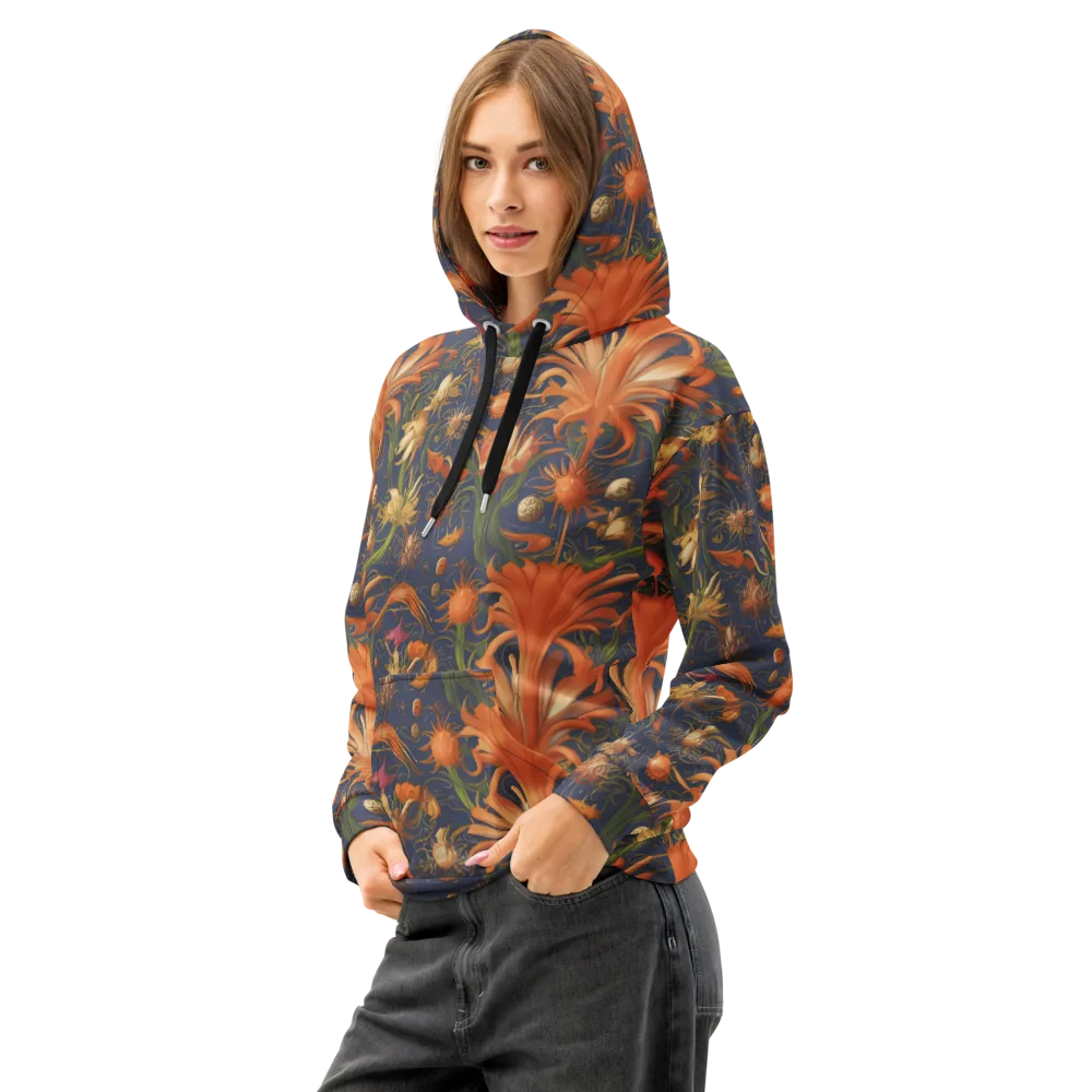 Stellar Blooms on Cotton Hoodie — Left Front