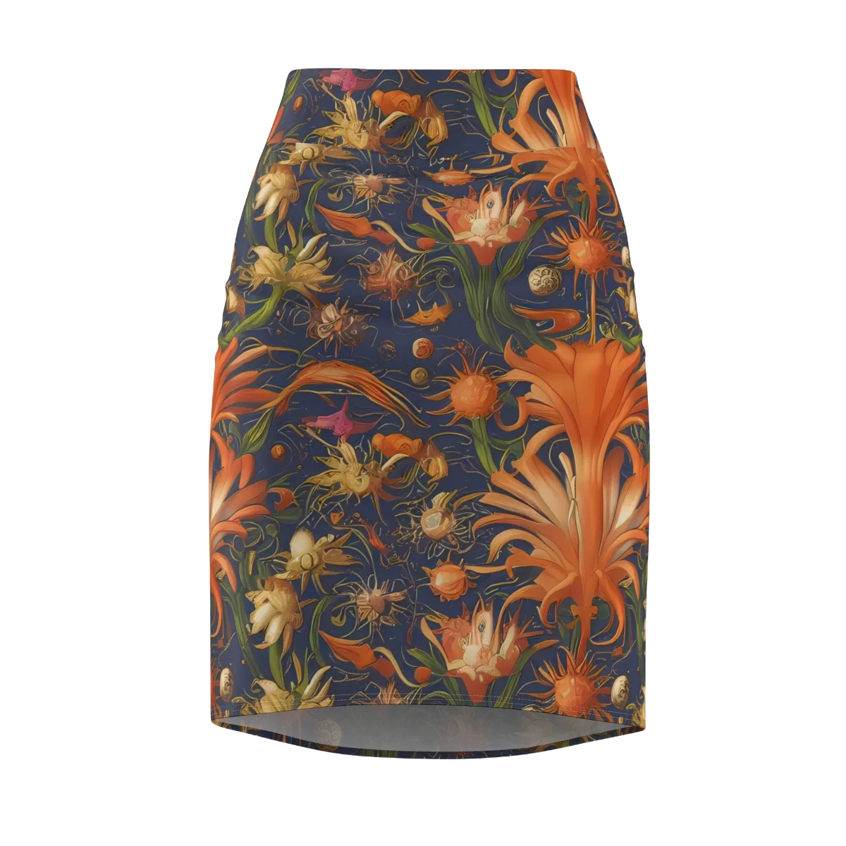 Stellar Blooms on Pencil Skirt — Front