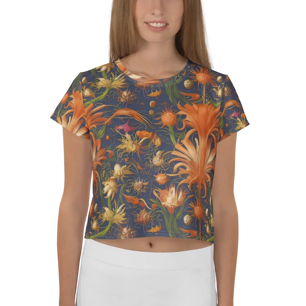 Stellar Blooms on Crop Tee — Front