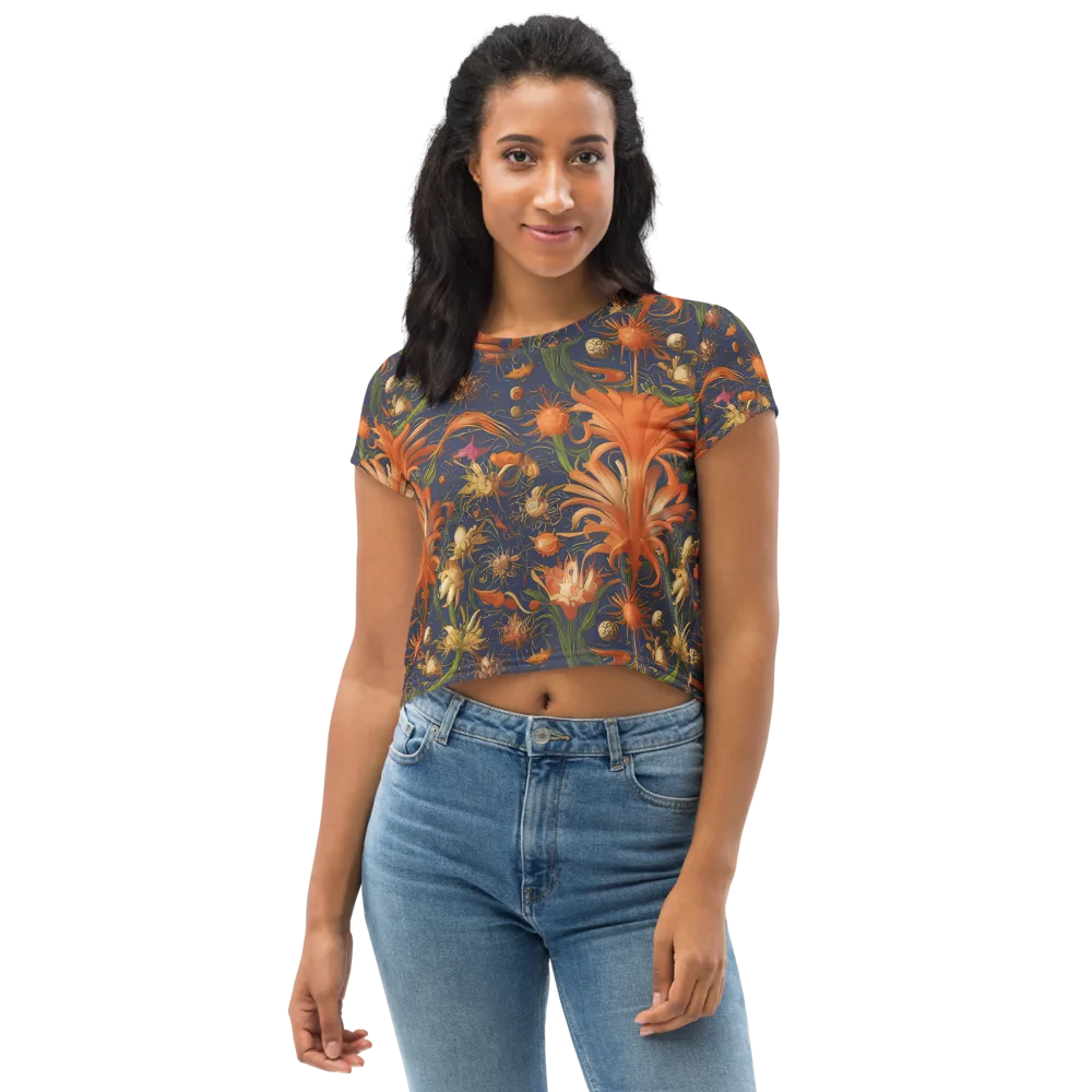 Stellar Blooms on Crop Tee — Front