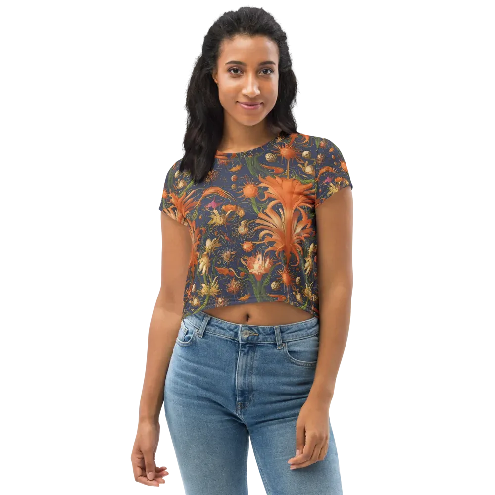 Stellar Blooms on Crop Tee — Front