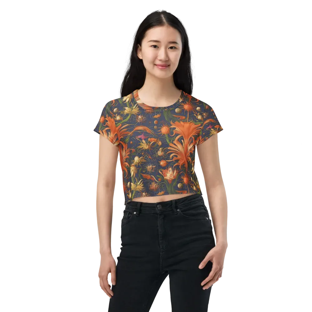Stellar Blooms on Crop Tee — Front