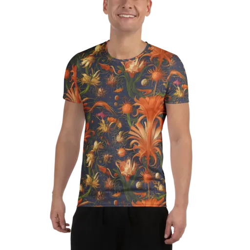Stellar Blooms on a Men's Athletic T-Shirt