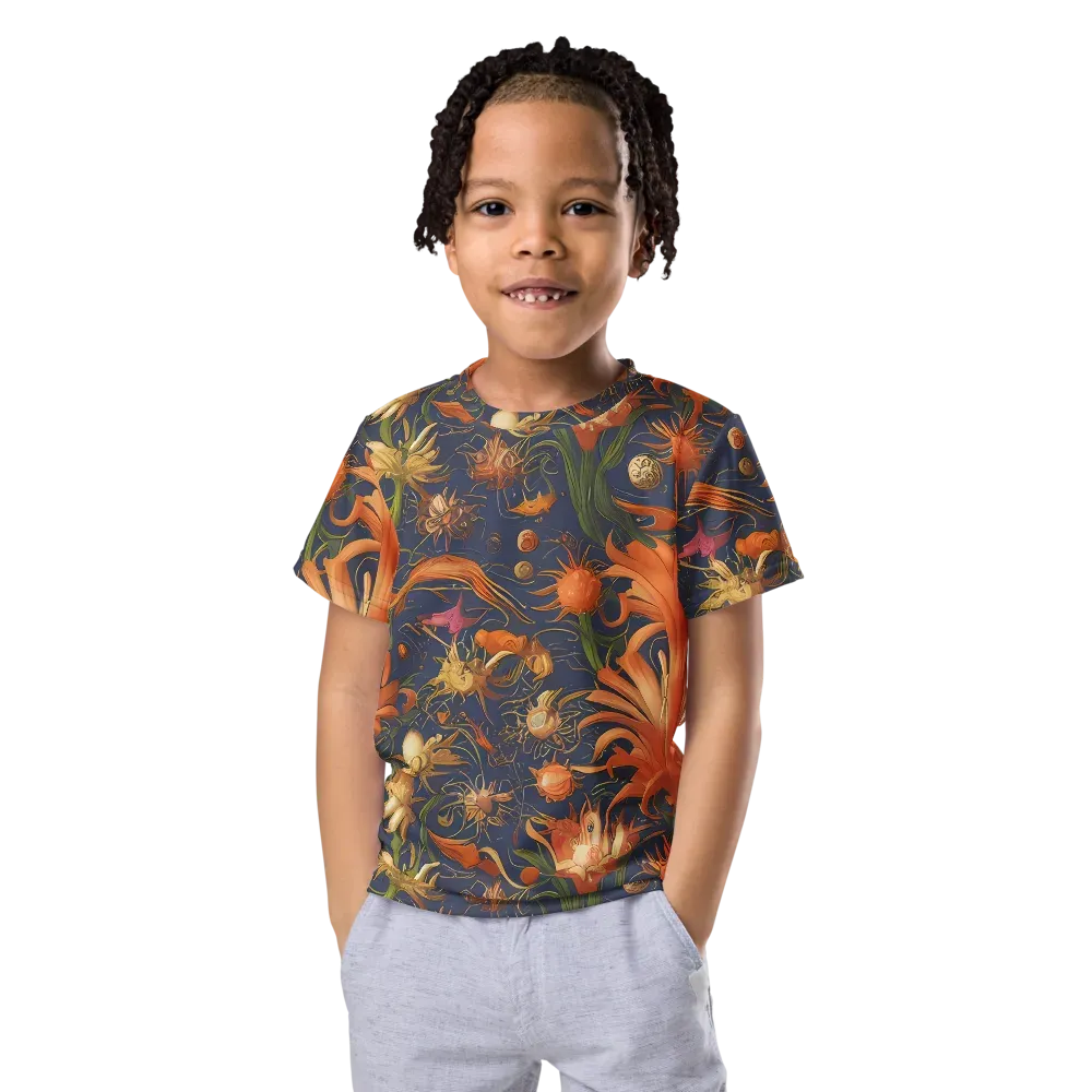 Stellar Blooms on Kids Crew Neck T-Shirt — Front