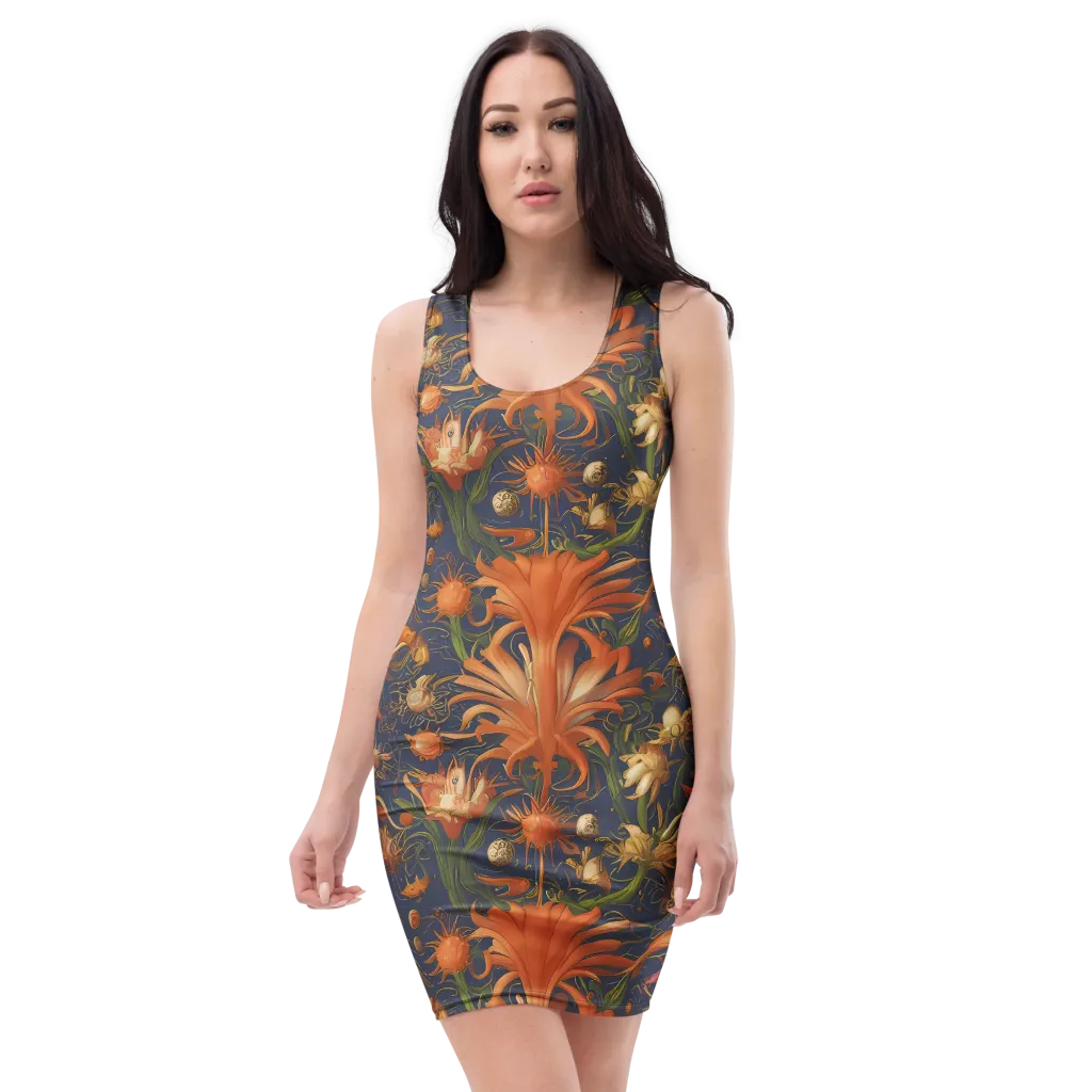 Stellar Blooms on Bodycon Dress — Front