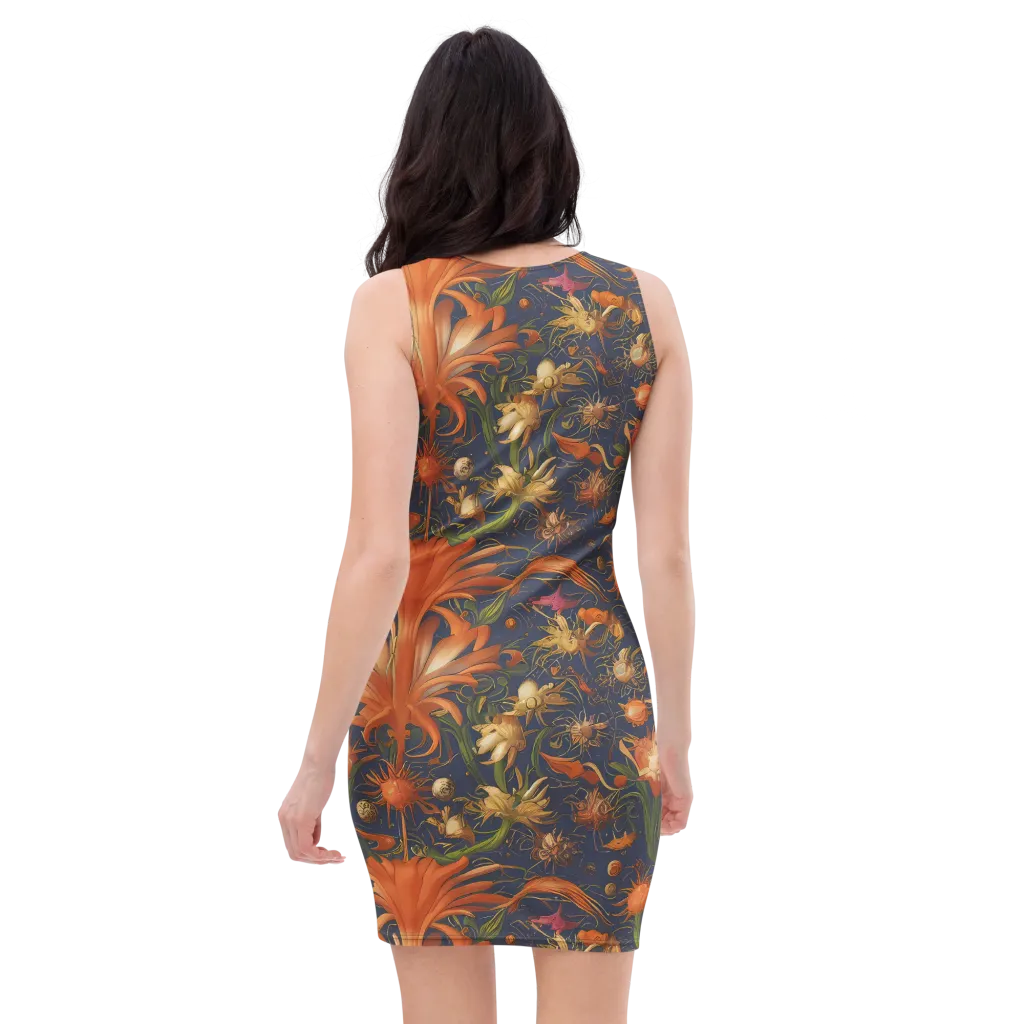 Stellar Blooms on Bodycon Dress — Back