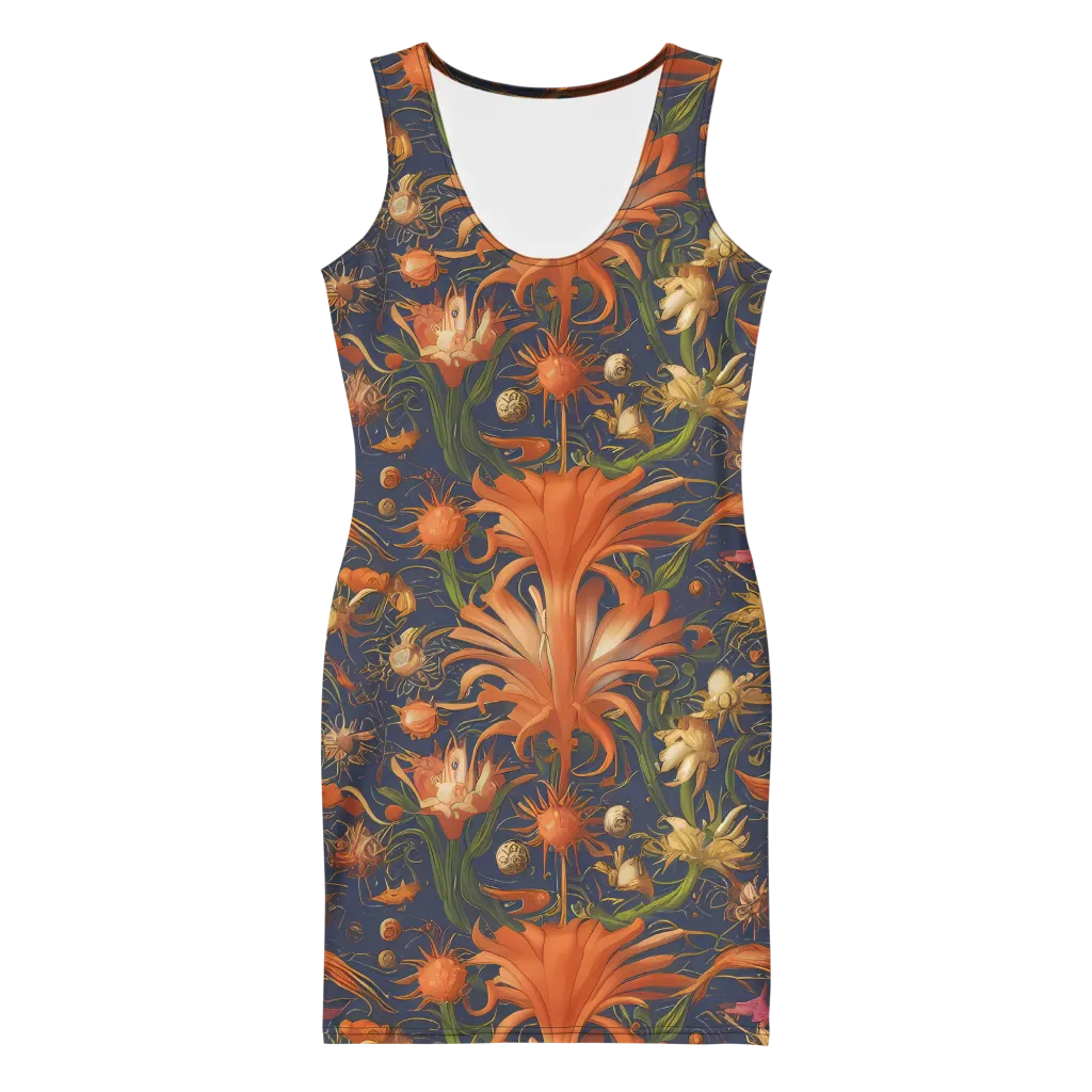 Stellar Blooms on Bodycon Dress — Front