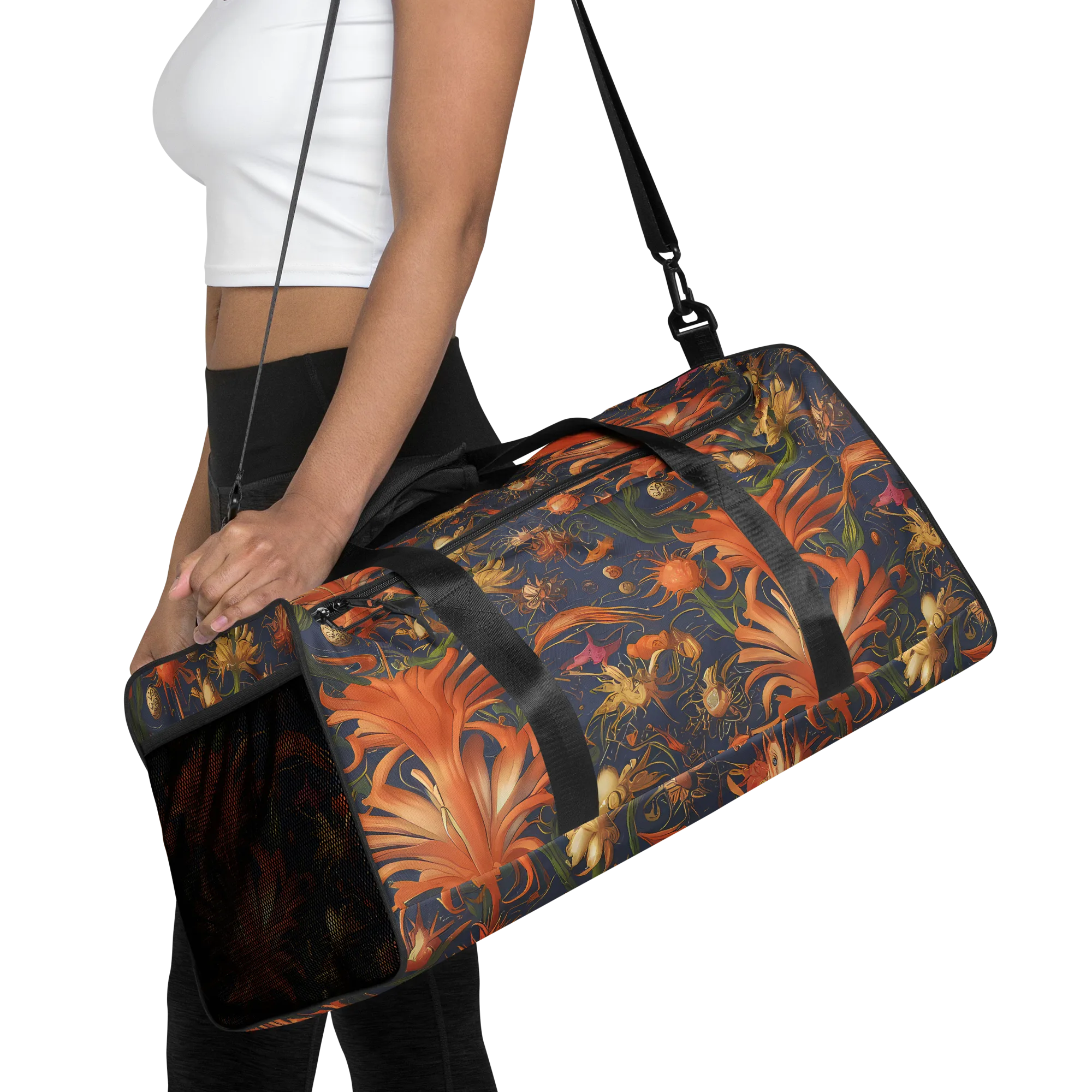 Stellar Blooms on Duffle Bag — Front