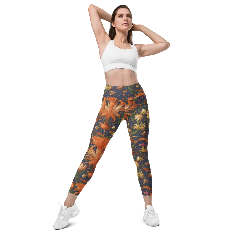Stellar Blooms on Leggings with Pockets — Front