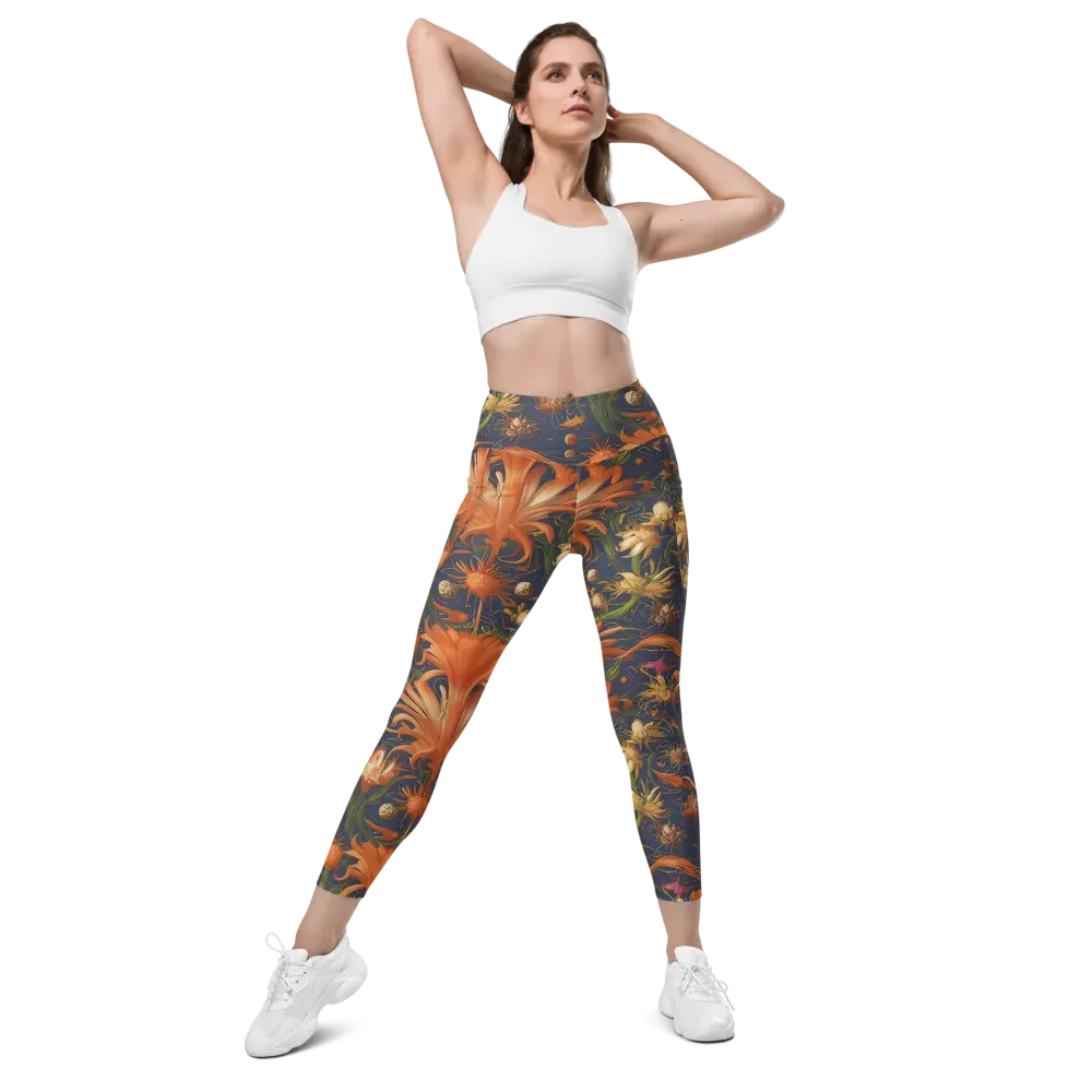 Stellar Blooms on Leggings with Pockets — Front