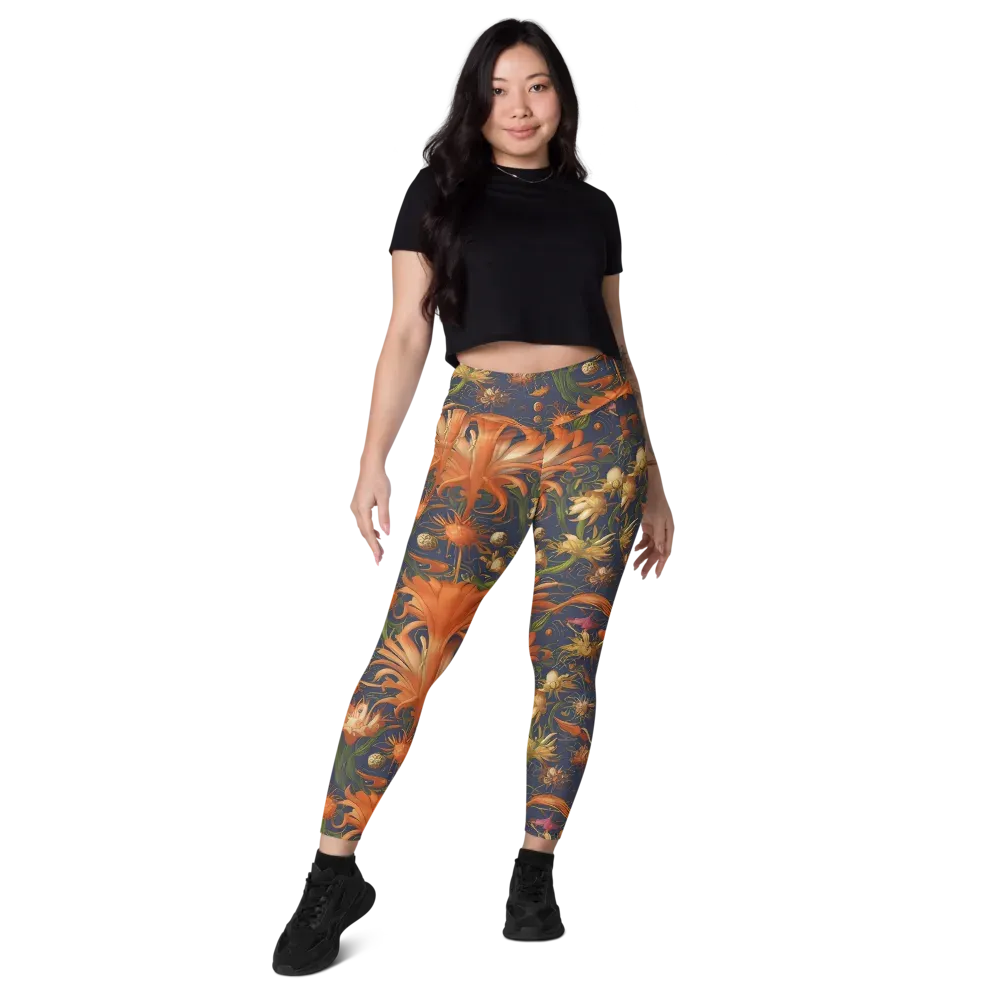 Stellar Blooms on Leggings with Pockets — Front