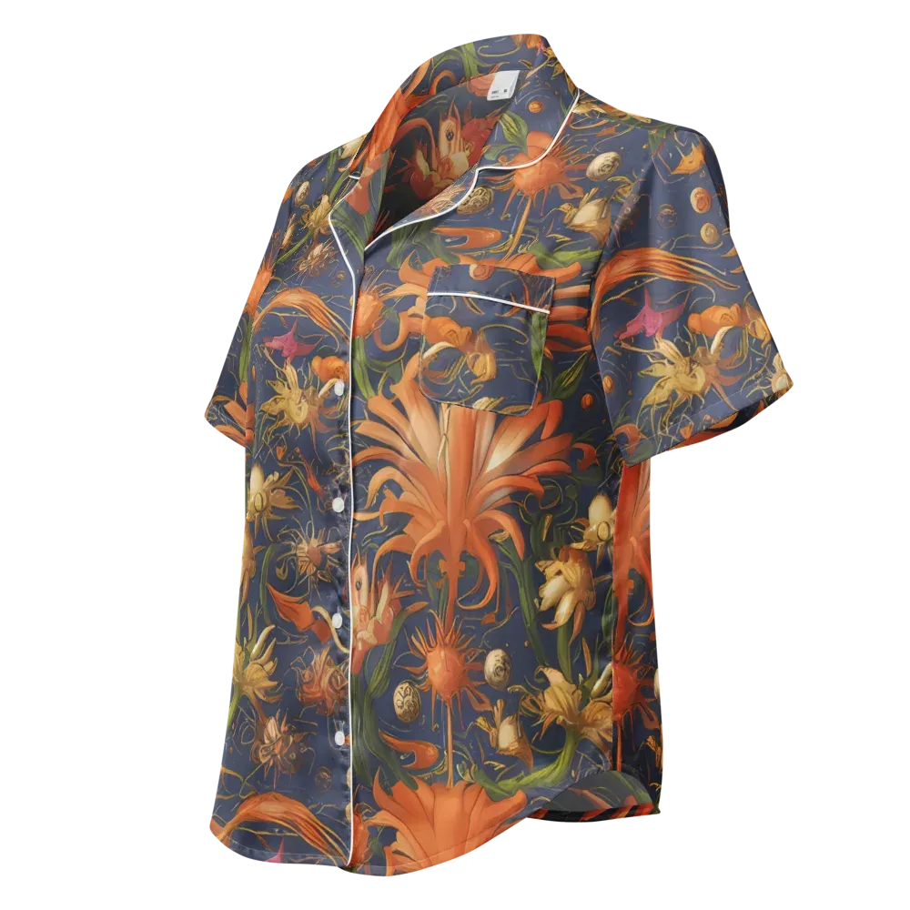Stellar Blooms on Women's Short Sleeve Pajama Top — Left Front