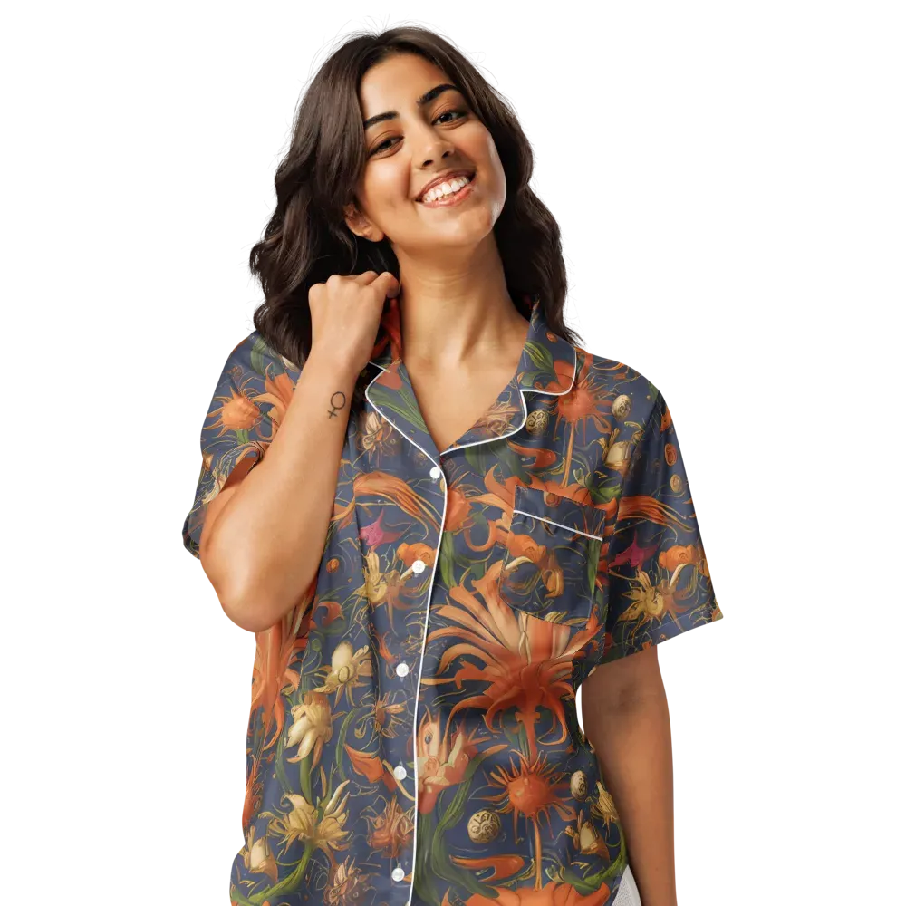 Stellar Blooms on Women's Short Sleeve Pajama Top — Front