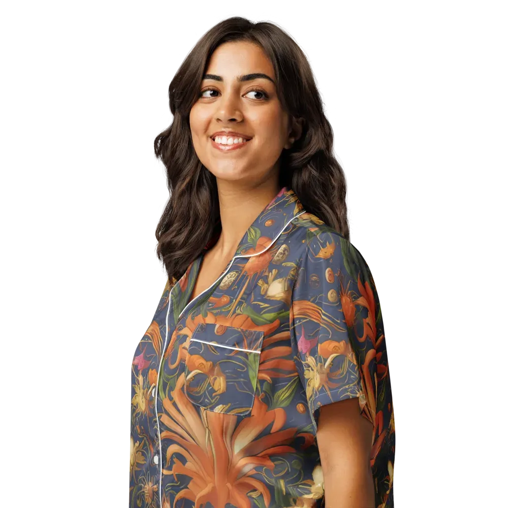 Stellar Blooms on Women's Short Sleeve Pajama Top — Left Front