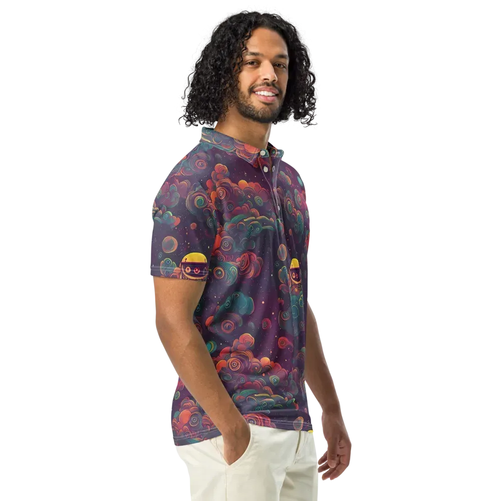 Nebula Dreamscape on Men's Slim Fit Polo Shirt — Right Front