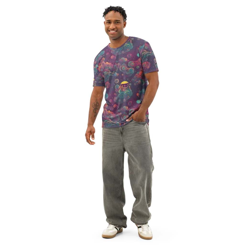 Nebula Dreamscape on Men's Cotton Crew Neck T-Shirt — Front