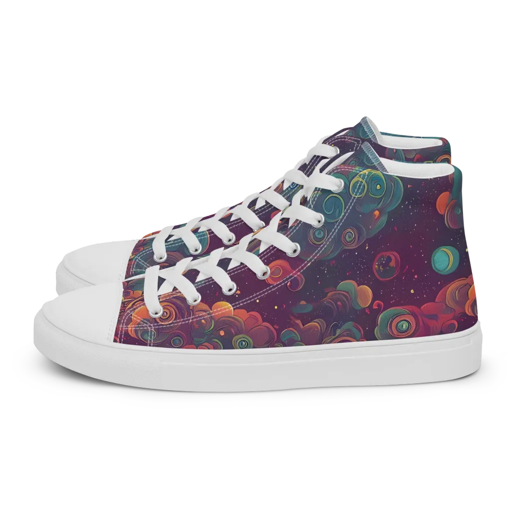 Nebula Dreamscape on Men's High Top Canvas Shoes — Left