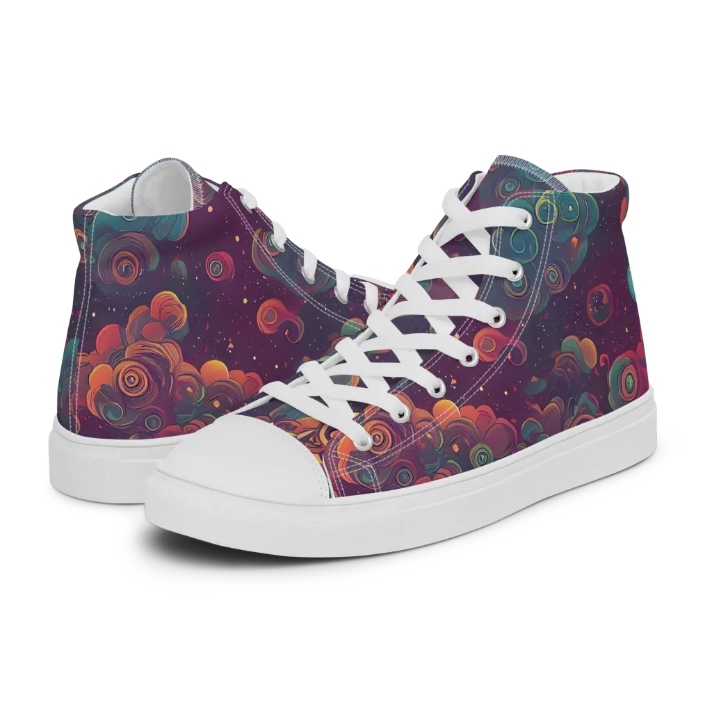 Nebula Dreamscape on Men's High Top Canvas Shoes — Left