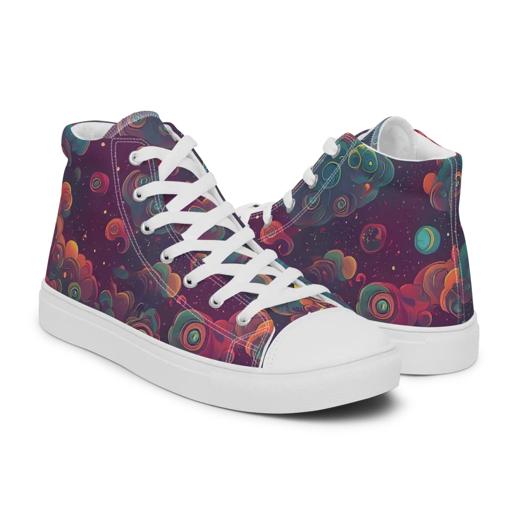 Nebula Dreamscape on Men's High Top Canvas Shoes — Right