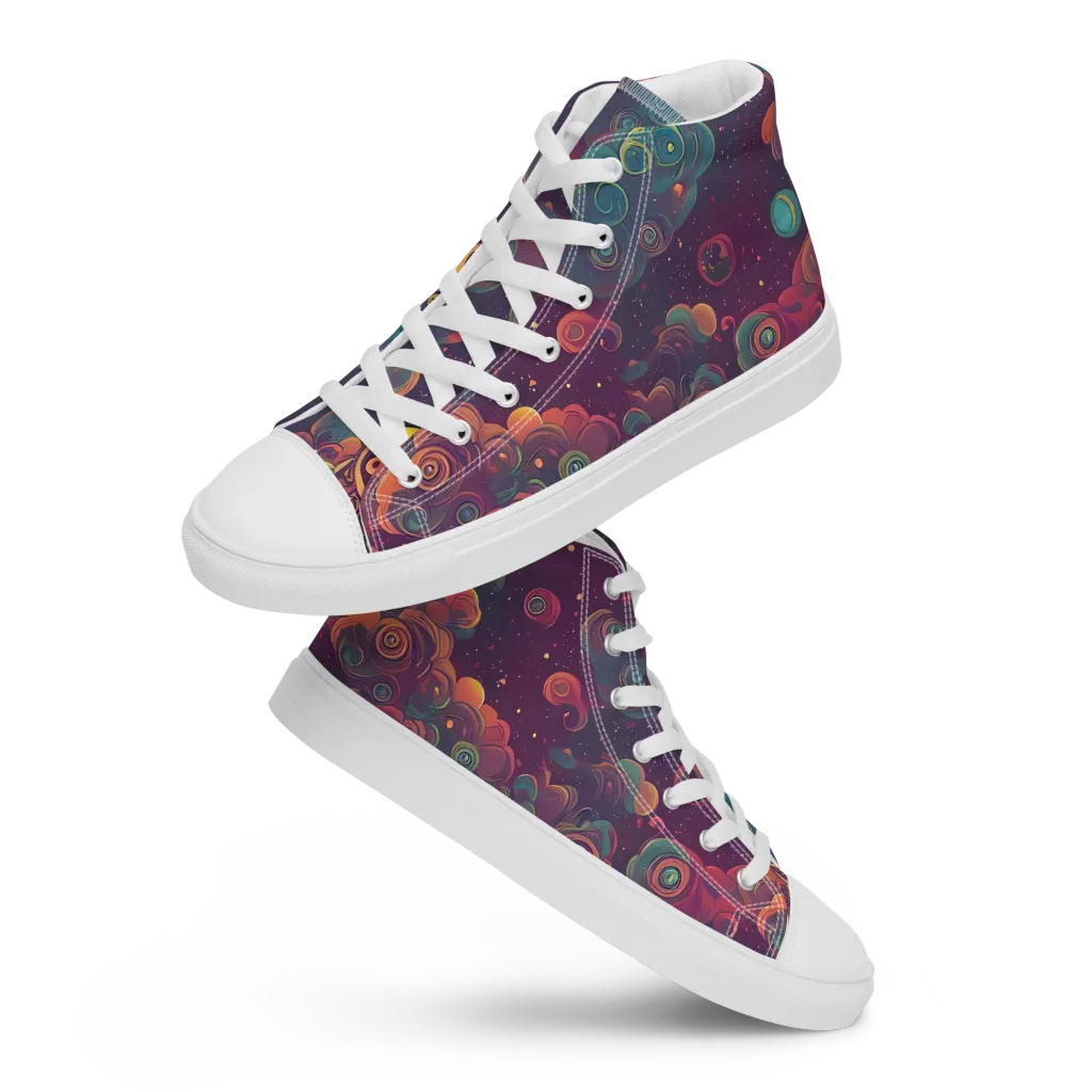 Nebula Dreamscape on Men's High Top Canvas Shoes — Front