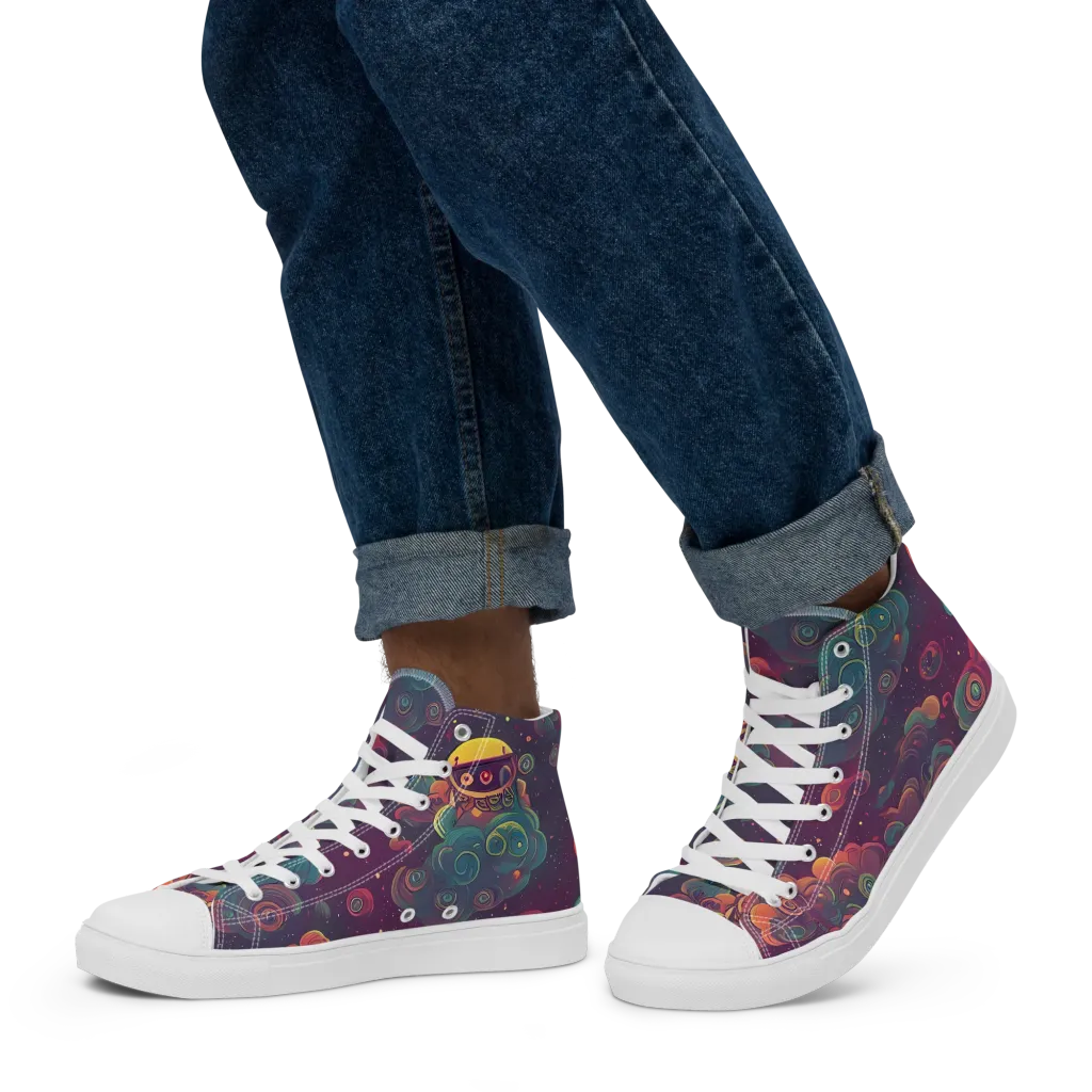 Nebula Dreamscape on Men's High Top Canvas Shoes — Left