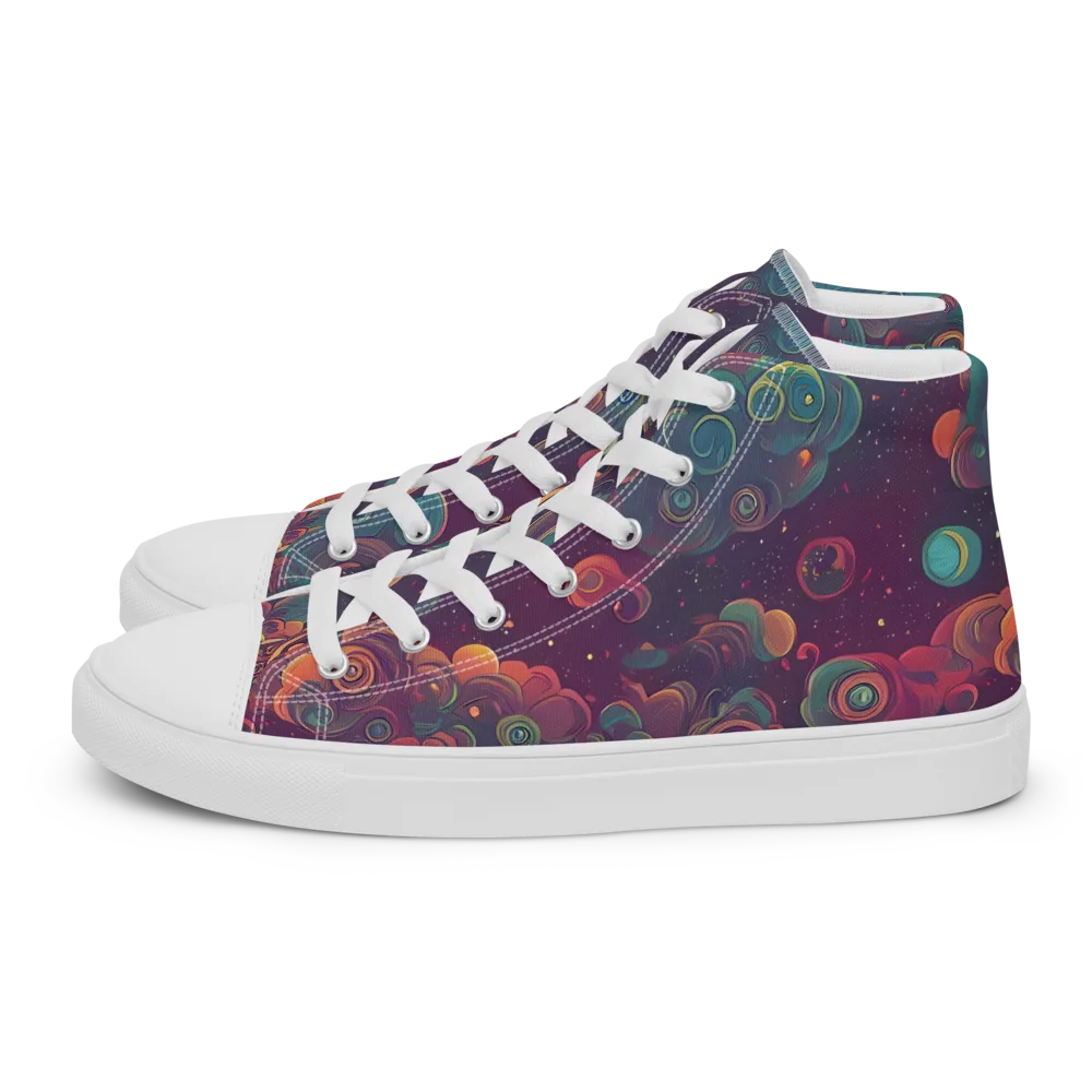 Nebula Dreamscape on Women's High Top Canvas Shoes — Left