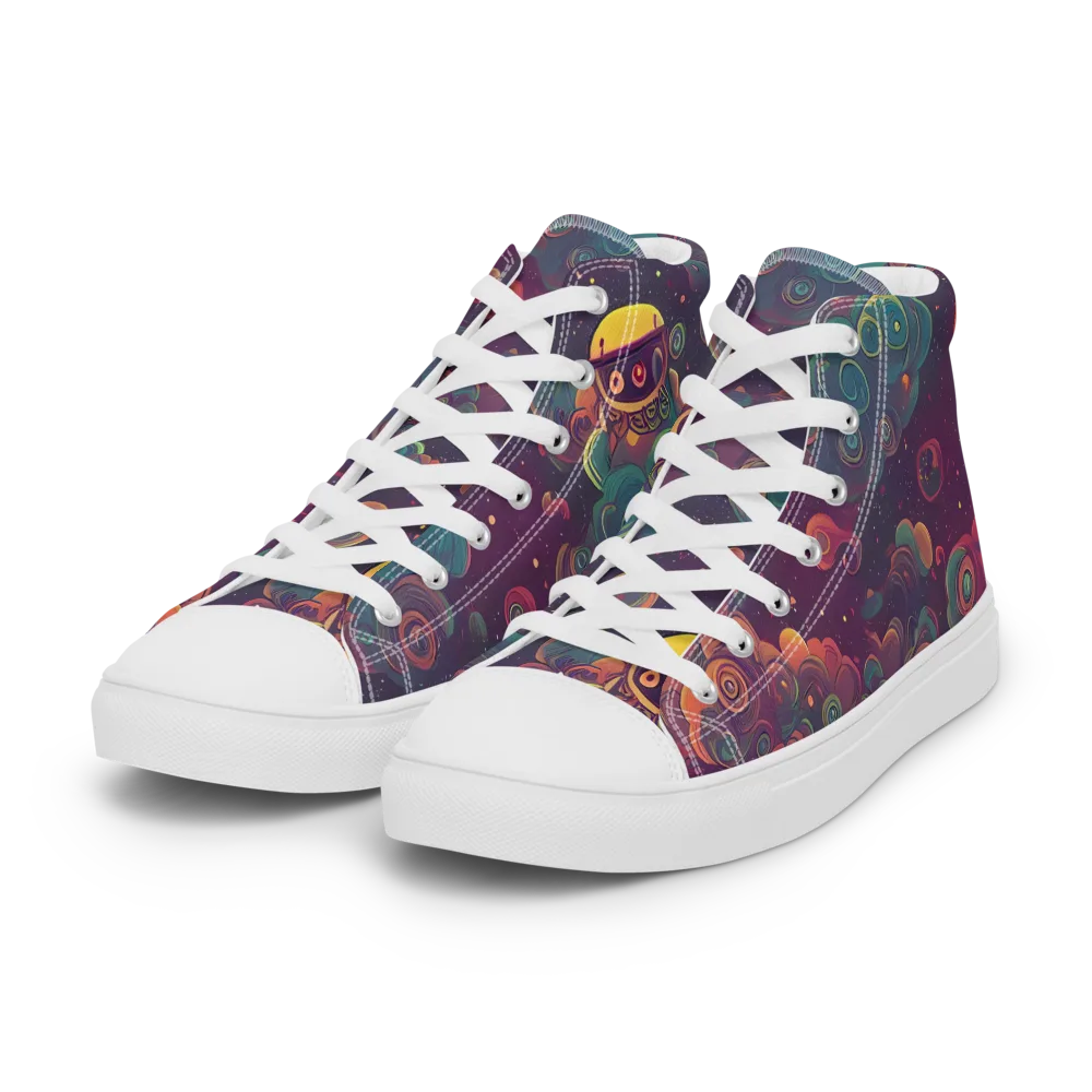 Nebula Dreamscape on Women's High Top Canvas Shoes — Left Front