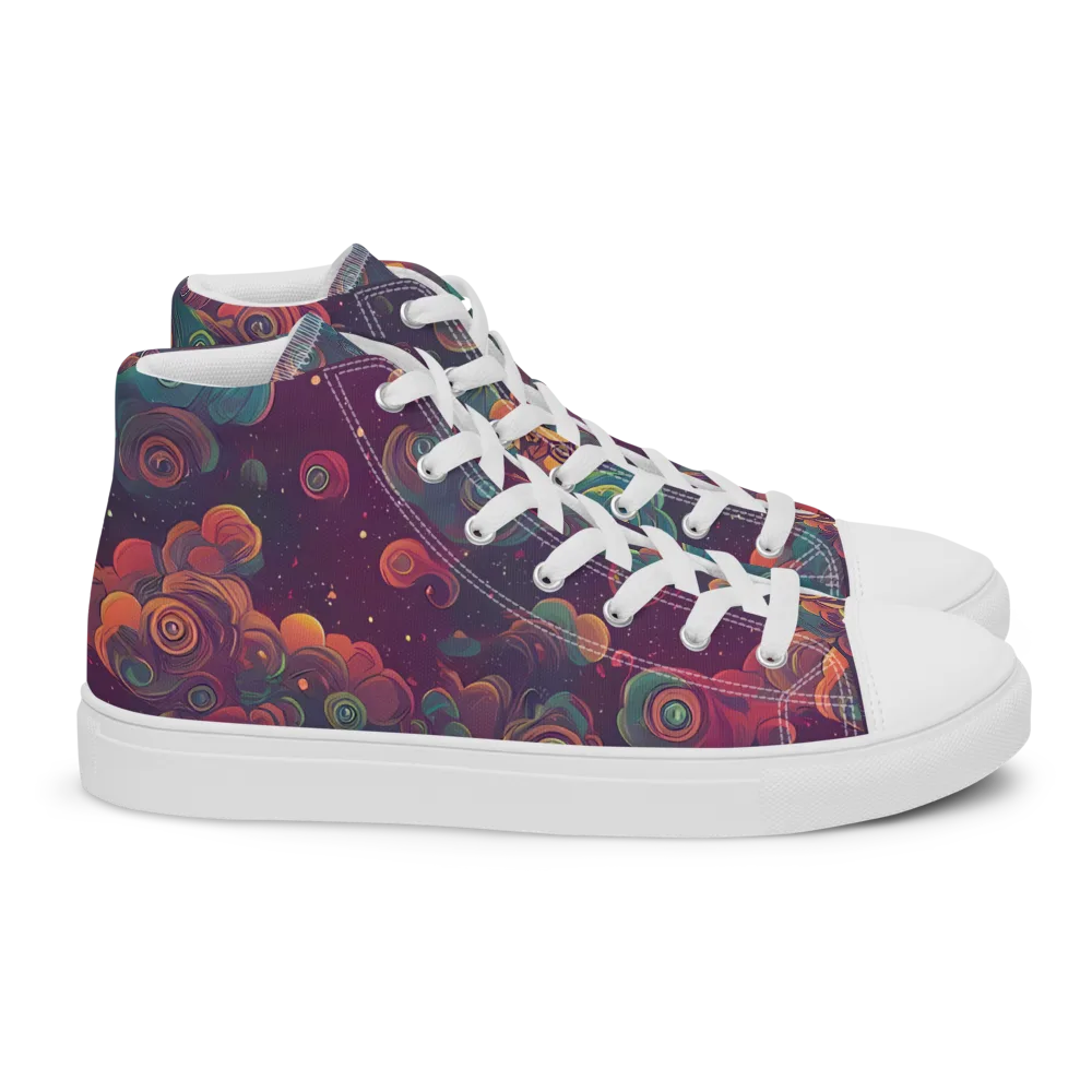 Nebula Dreamscape on Women's High Top Canvas Shoes — Right