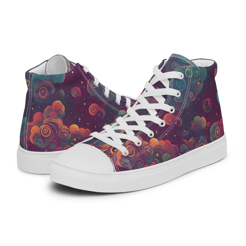 Nebula Dreamscape on Women's High Top Canvas Shoes — Left