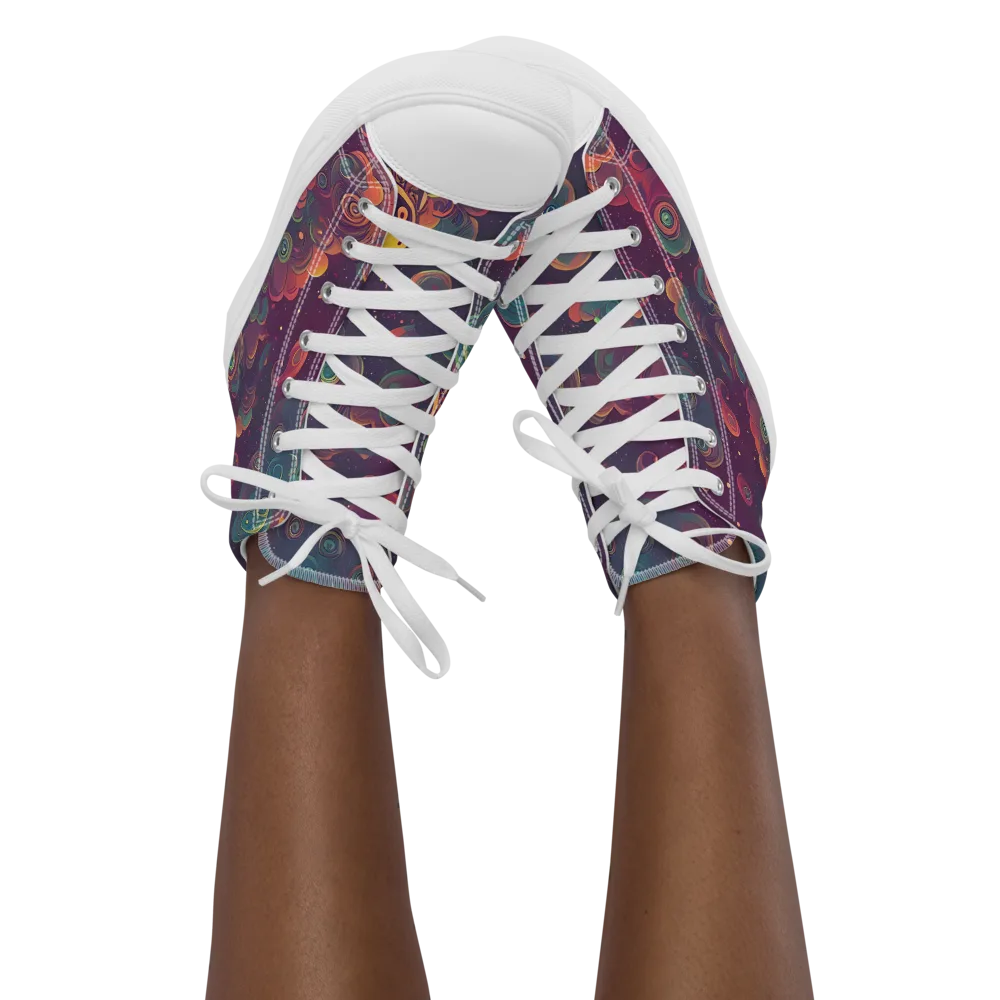 Nebula Dreamscape on Women's High Top Canvas Shoes — Front