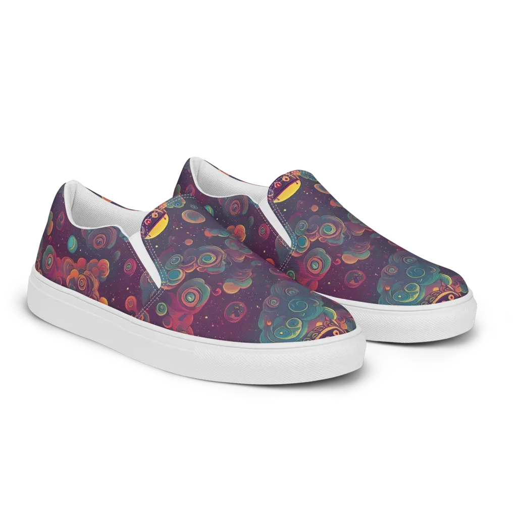 Nebula Dreamscape on Men's Slip-On Canvas Shoes — Right Front