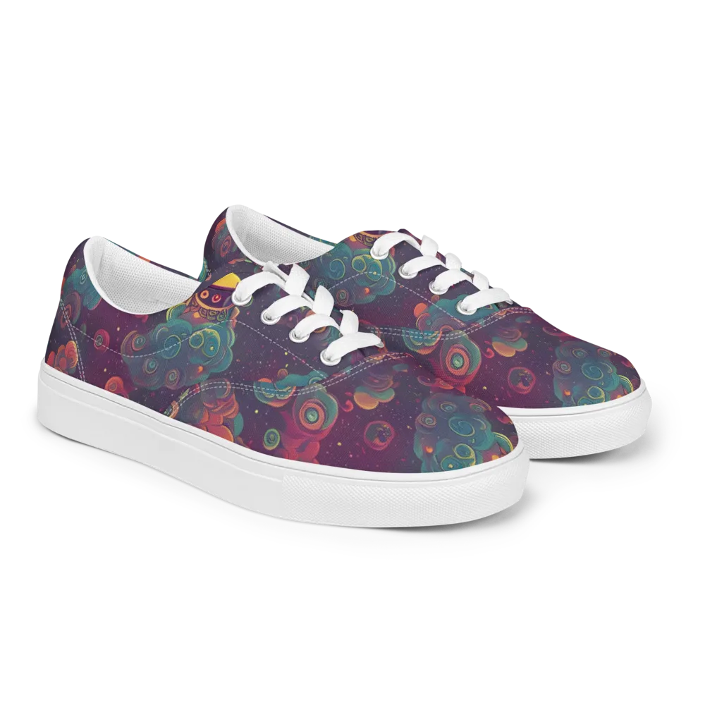 Nebula Dreamscape on Men's Lace-Up Canvas Shoes — Right Front