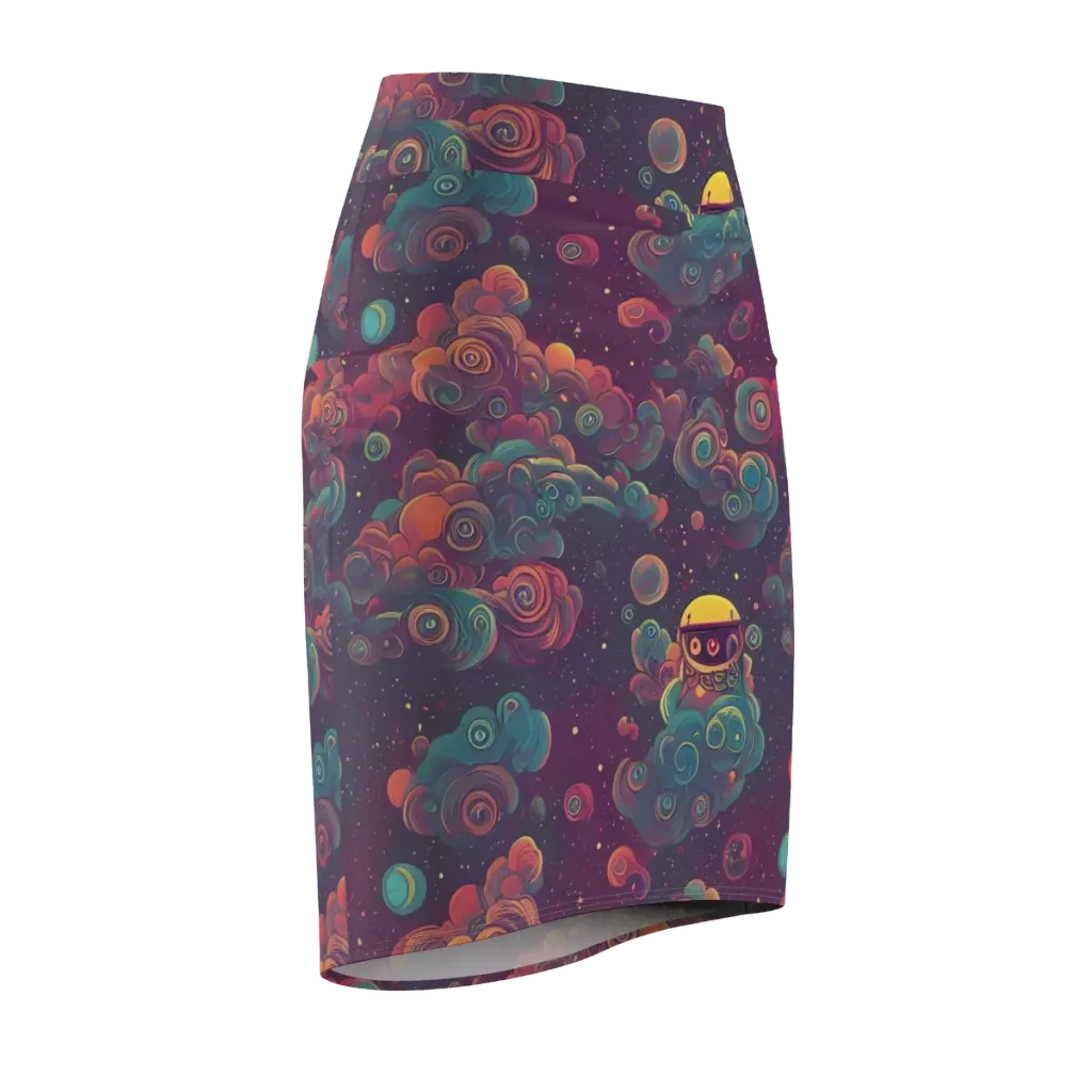 Nebula Dreamscape on Pencil Skirt — Front Side