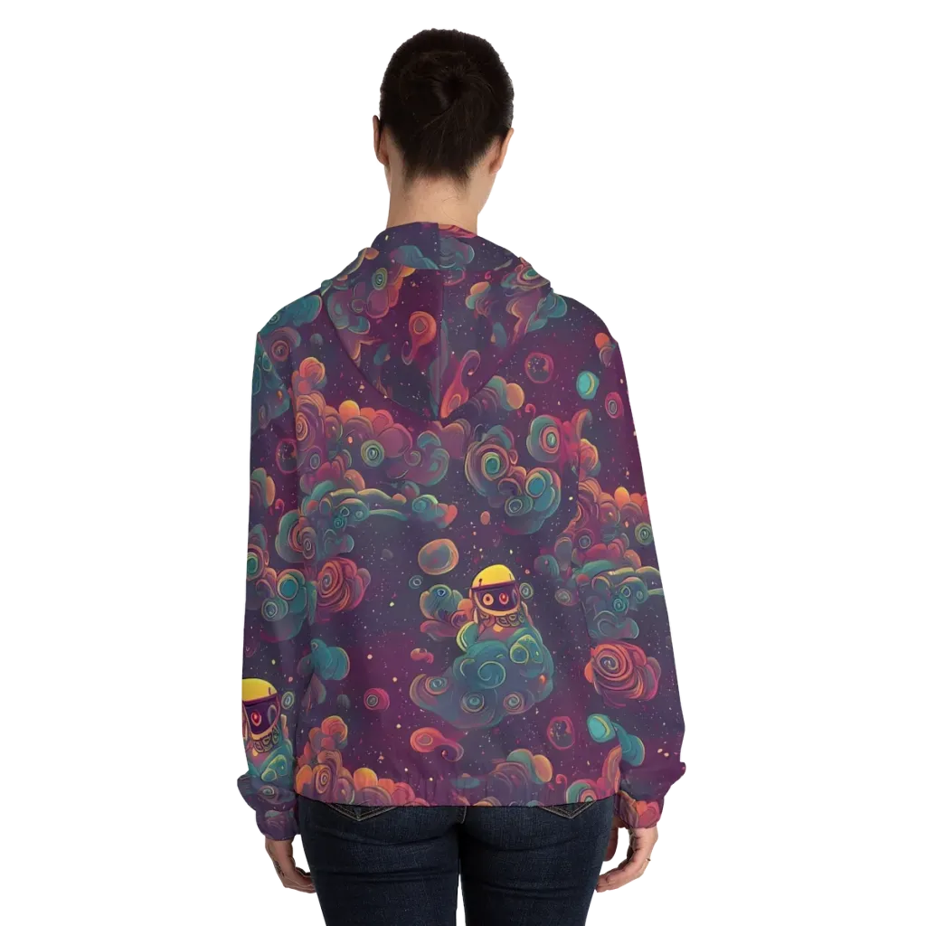 Nebula Dreamscape on Women's Full-Zip Hoodie — Back On Person