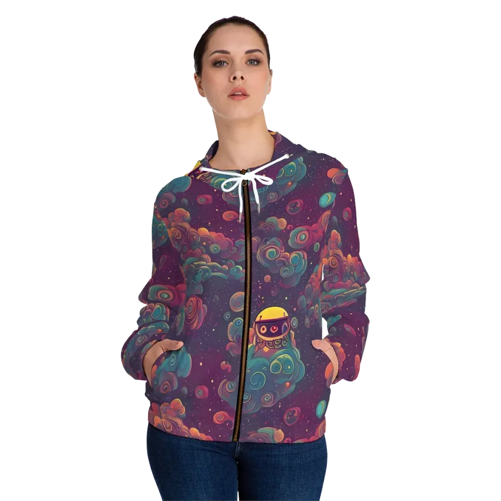 Nebula Dreamscape on Women's Full-Zip Hoodie — Front On Person