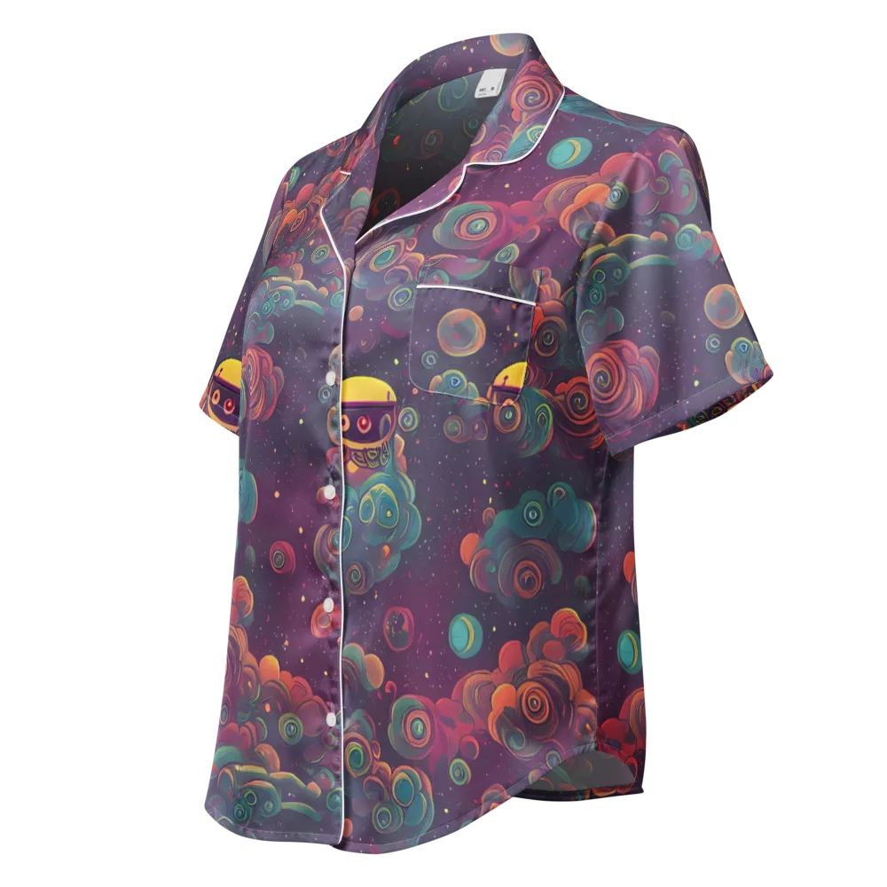 Nebula Dreamscape on Women's Short Sleeve Pajama Top — Left Front