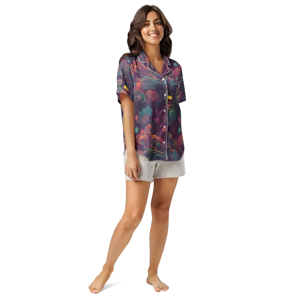 Nebula Dreamscape on Women's Short Sleeve Pajama Top — Front