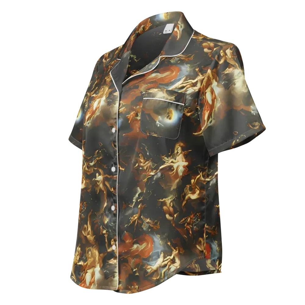 Van Dyck Vortex on Women's Short Sleeve Pajama Top — Left Front