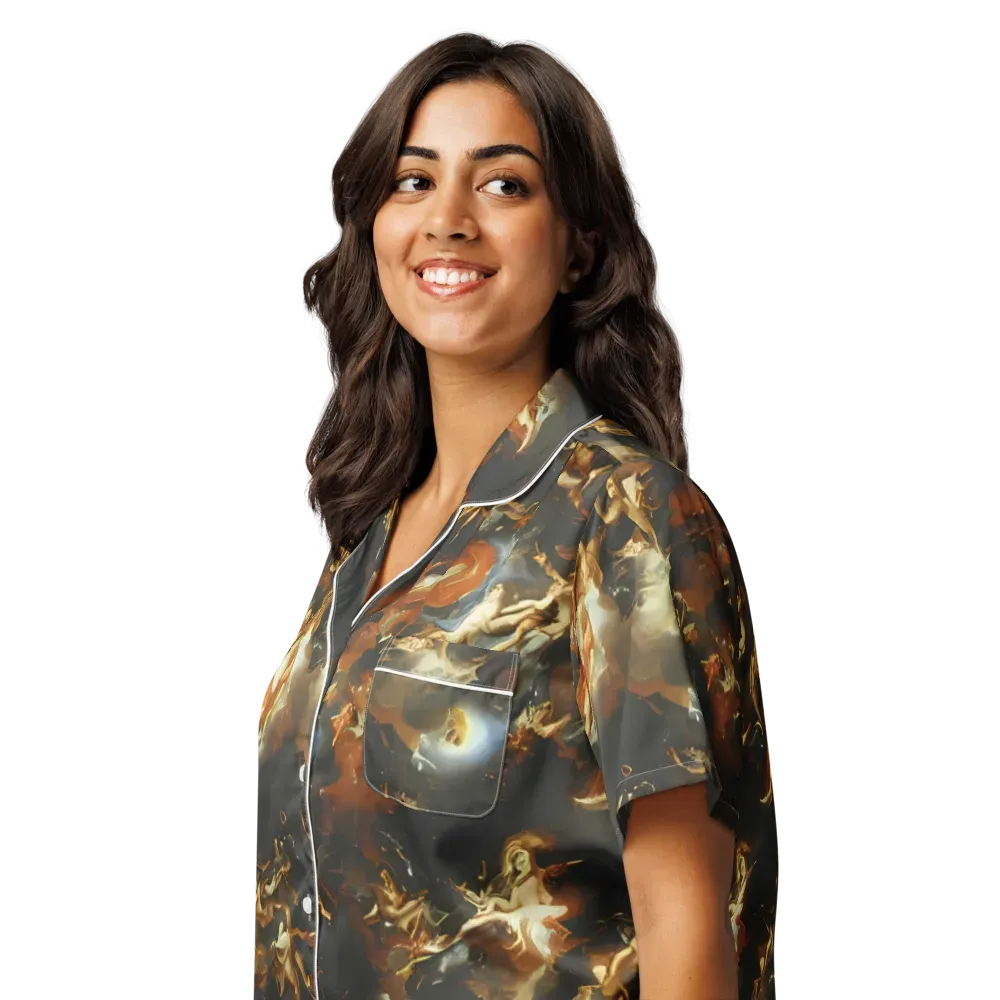 Van Dyck Vortex on Women's Short Sleeve Pajama Top — Left Front