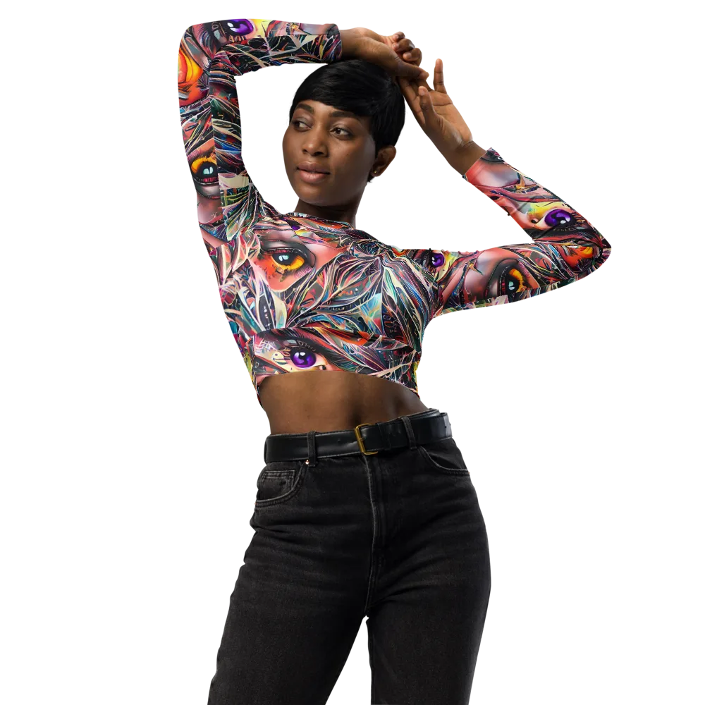 Sandra Chevrier on Long Sleeve Crop Top — Front