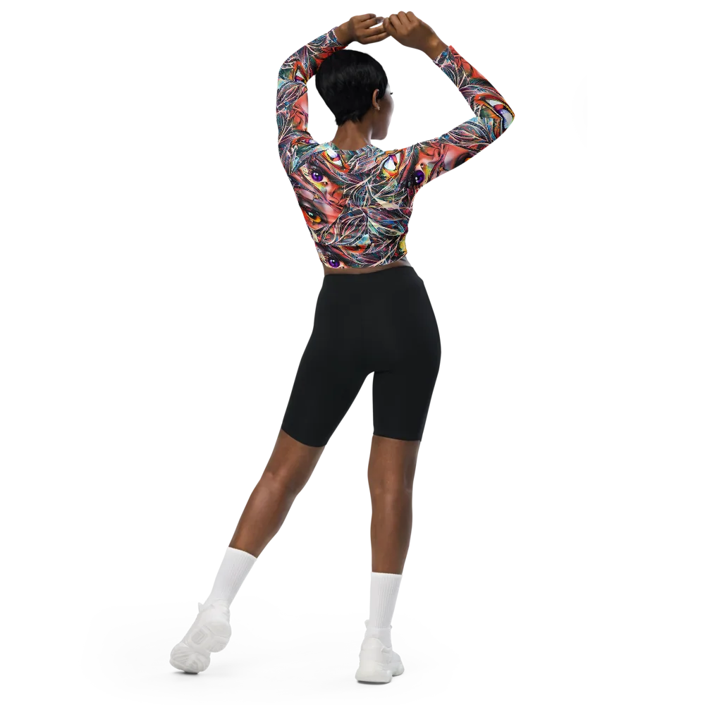 Sandra Chevrier on Long Sleeve Crop Top — Back